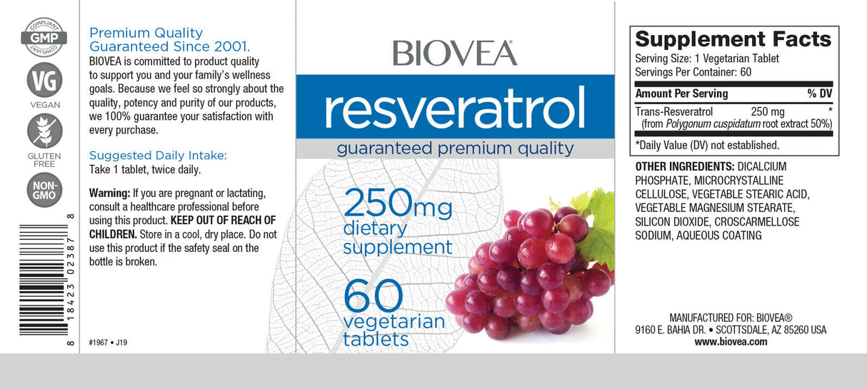 Resveratrol 250 mg / 60 tabbladen