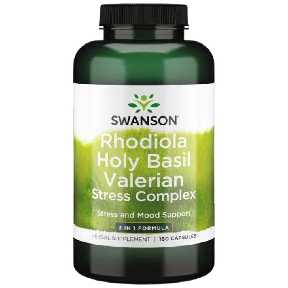 Rhodiola Holy Basil Complejo de estrés valeriano - 180 cápsulas