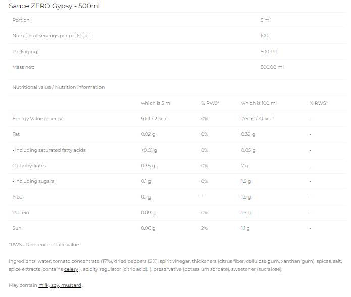 Omáčka Zero - Cikán - 500 ml