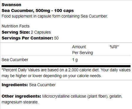 Zeekomkommer 500 mg 100 capsules