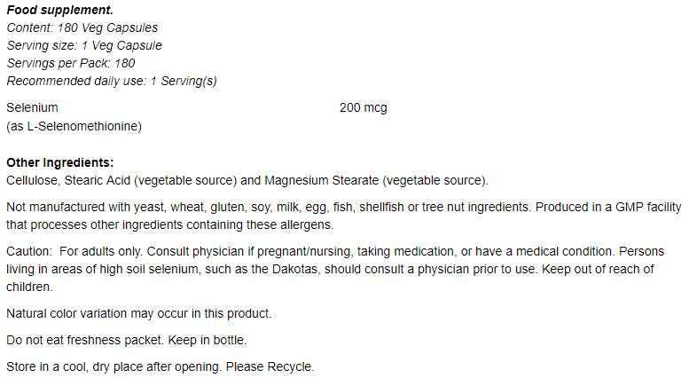 Selenium 200 mcg - 90 tobolek