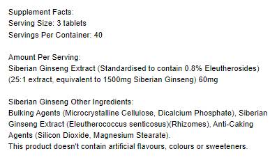 Siberian Ginseng 1500 mg - 120 Tablets