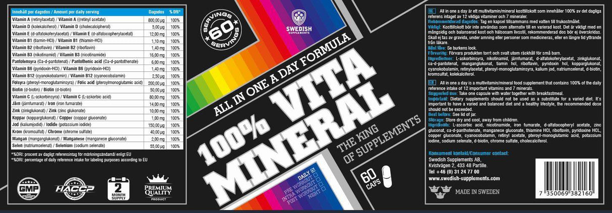 100% Vita Mineral / All in One A Day Formula - 60 Capsules
