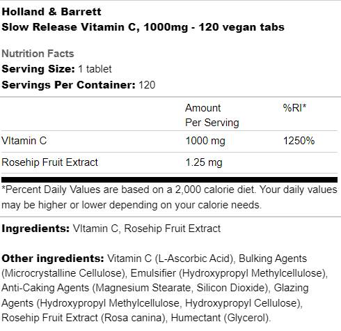 Slow Release Vitamin C 1000 mg - 120 Tablets