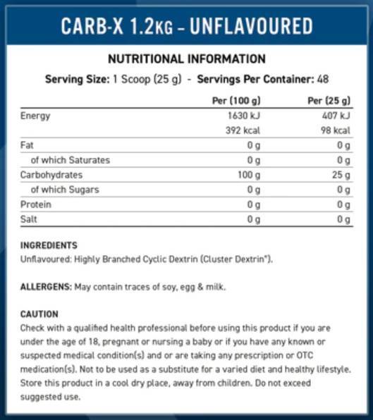 Carb-x | Carbohidratos de dextrina cíclicos 100% - 1200 gramos