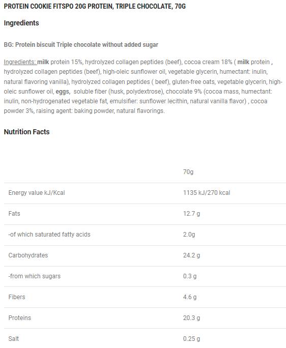 Cookie de proteína suave | con 8G de colágeno y sin azúcar agregada - 10 x 70 gramos