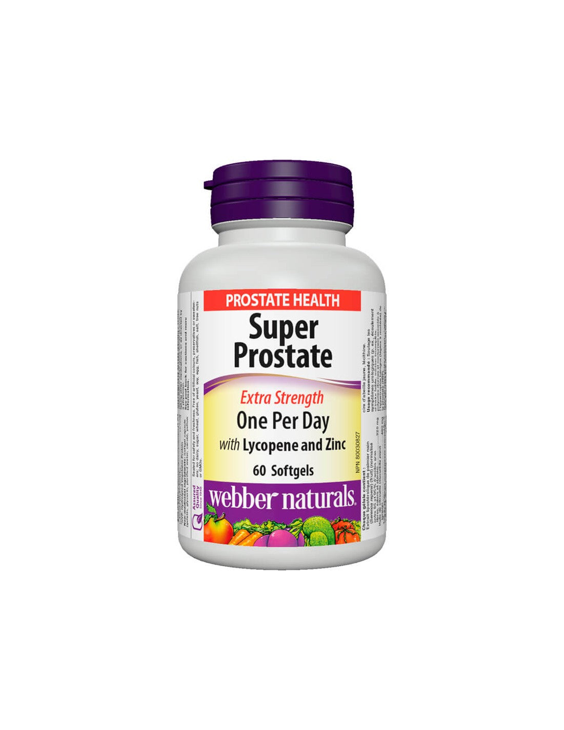 Super Prostate Extra Strength/ Prostate Support Formula with Lycopene and Zinc x 60 softgel capsules Webber Naturals
