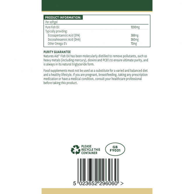 Concentrated fish oil (Super Strength Fish Oil) 1200mg 60 soft capsules NaturesAid