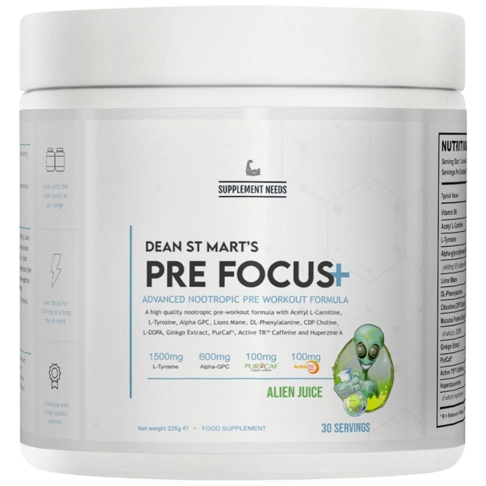 Pre Focus+ | with Stimulants & Nootropics - 225 grams