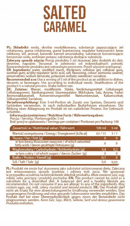 Syrop zerowy kalorie | Solony karmel - 500 ml
