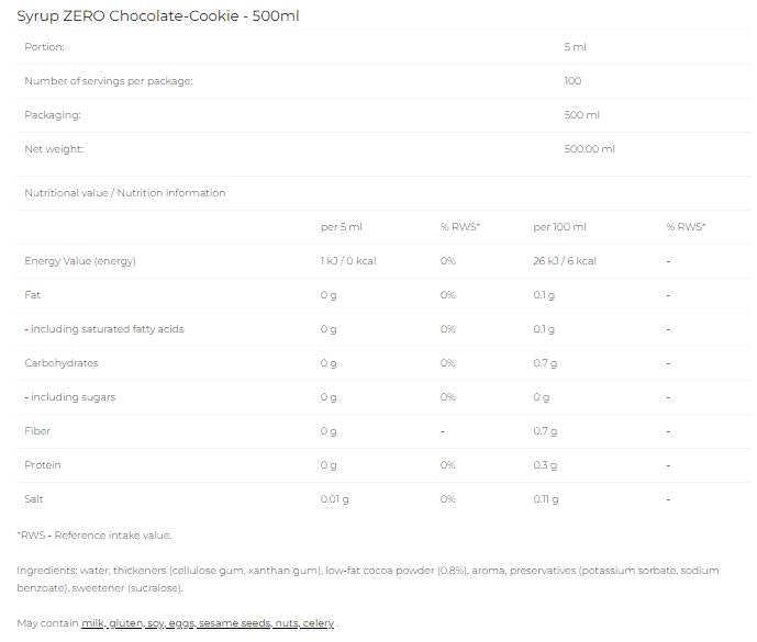 Syuop null - Schockela Cookien - 500 ml