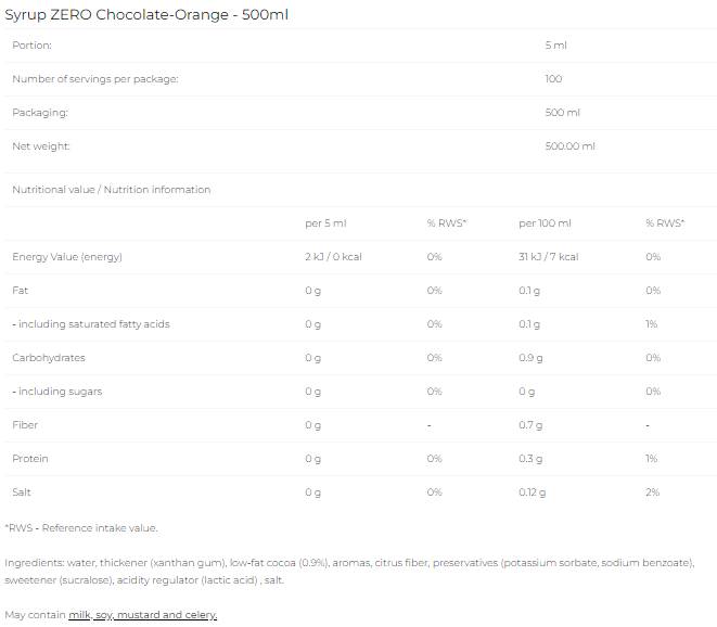 Sirop Null - Schockela Orange - 500 ml