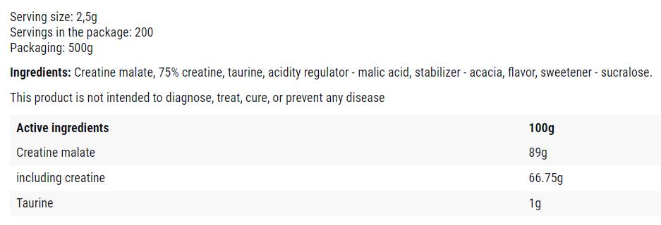 Proszek tcm | Tri Creatine Malate - 500 gramów