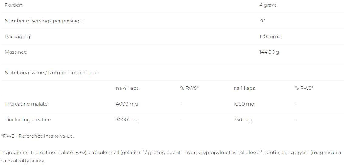 TCM | Tri -Creatine Malate - 120 tobolek