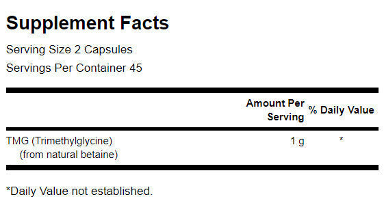 TMG Trimethylglycine 500 mg - 90 capsules