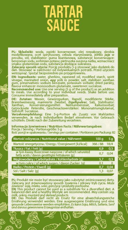 Sos tatarny | Niski kalorie 410 ml