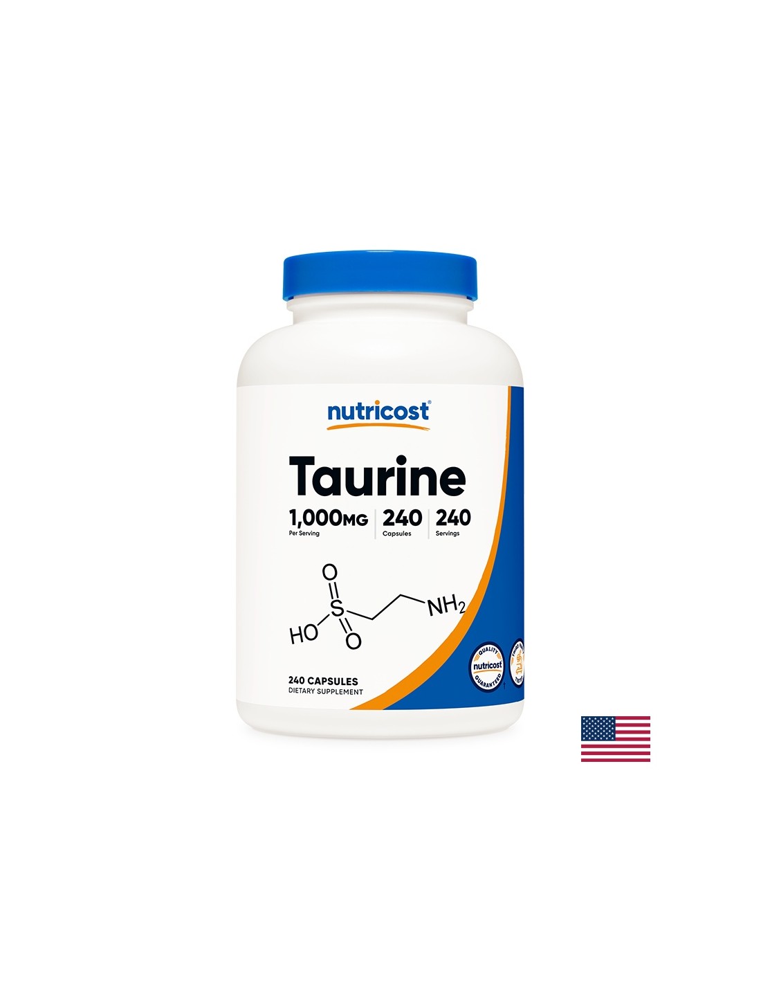 Muscle function and endurance - Taurine, 1000 mg, 240 capsules Nutricost