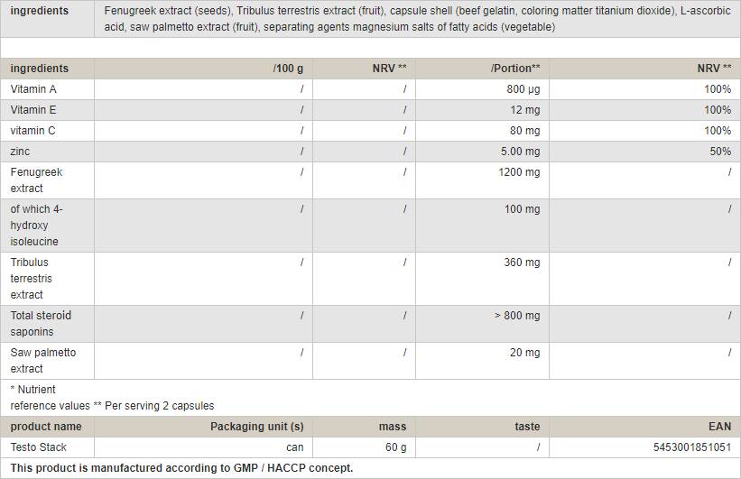 Testo Stack - 60 capsules