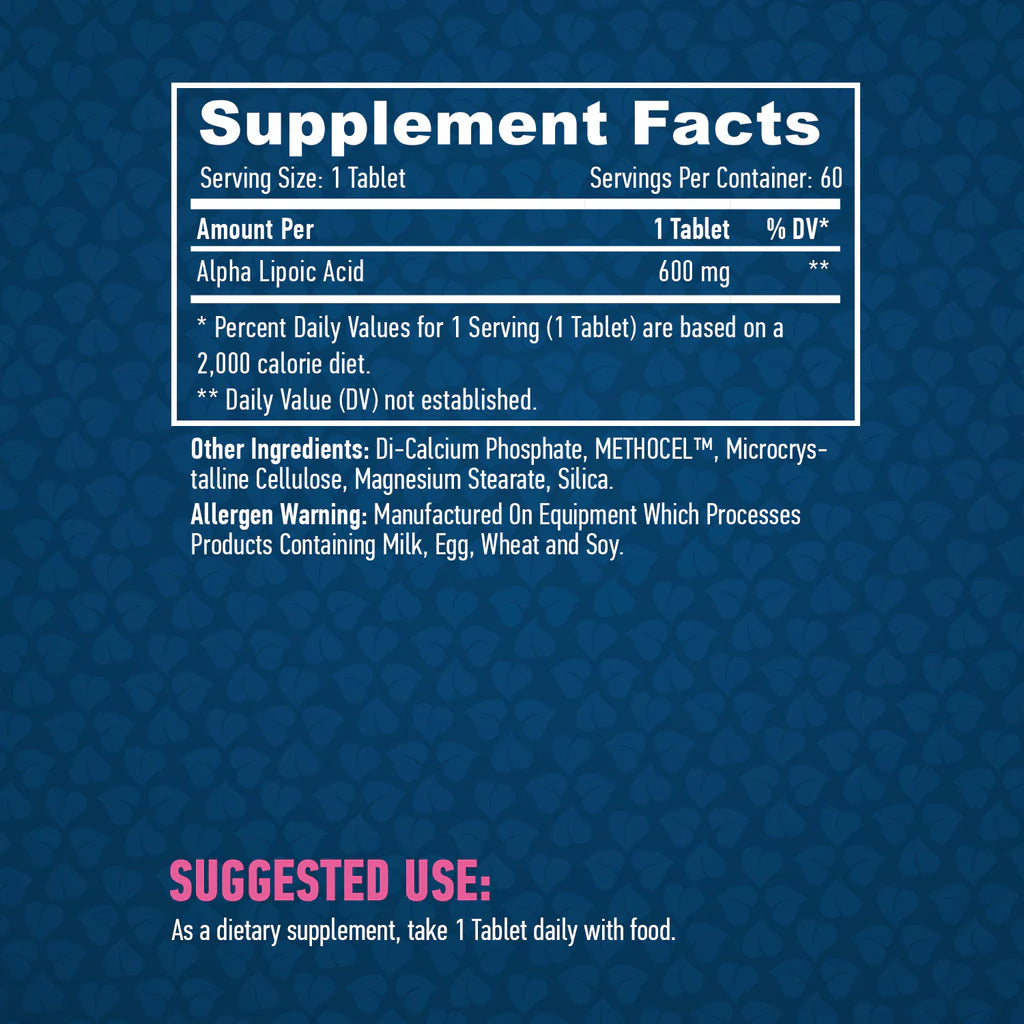 Tijd geeft Alfa Lipoitz Acid 600mg. / 60 tabbladen.