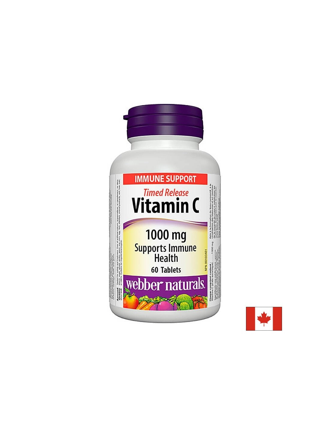 Time Release Vitamin C - Vitamin C 1000 mg, 60 tablets with extended release Webber Naturals