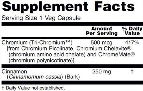 Tri-Chromium 500 mcg + Cinnamon - 90 capsules