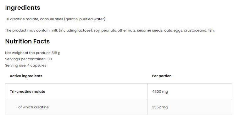 TRI Creatine Malate / TCM 1200 mg - 400 Kapselen