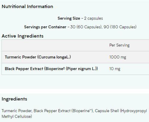 Turmeric & Bioperine - 60 capsules
