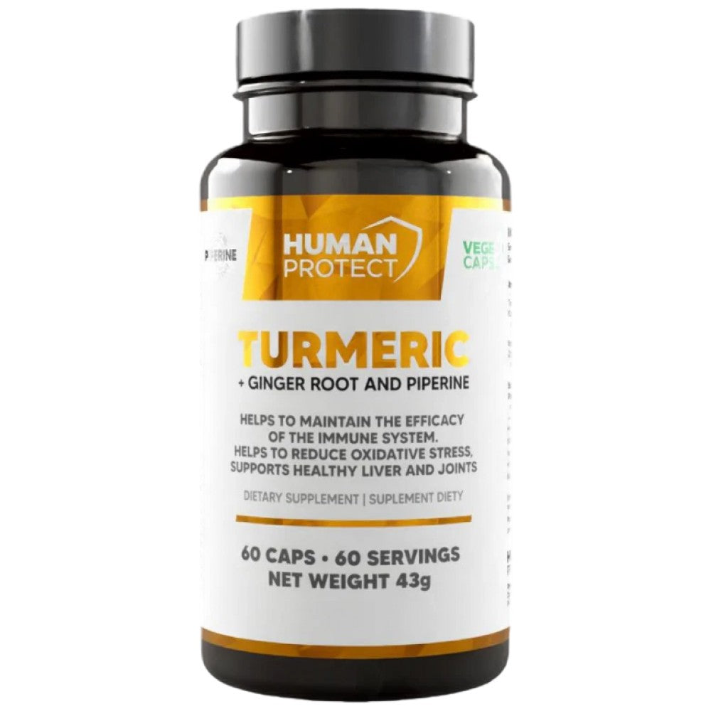 Turmerric mat Ingwer Root | Mat 95% Curcumininatiounen & 5% Génger - 60 Kapselen