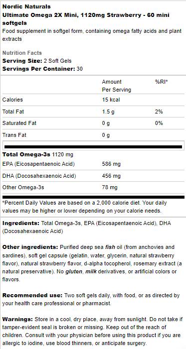 Ultimate Omega 2X Mini 1120mg - 60 Chewable Gel Capsules