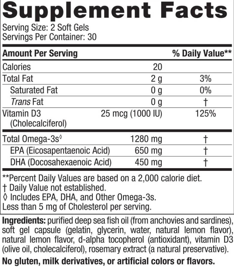 Ultimate Omega -D3 1280 mg - 120 żelowych kapsułek