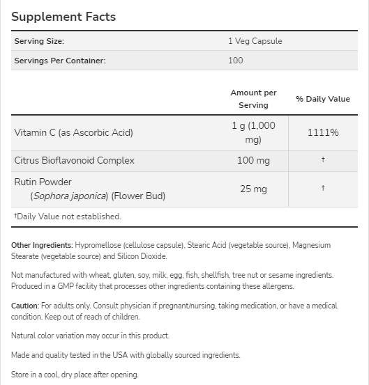 Vitamin C-1000 / with Bioflavonoids - 500 capsules