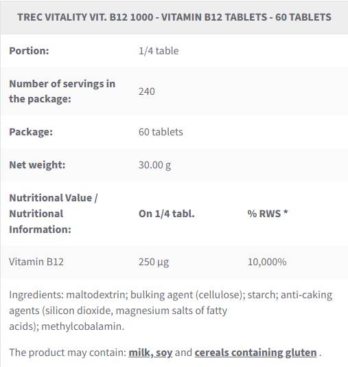 Vit B12 1000 | Vitamina B12 metilcobalamina - 60 tabletas