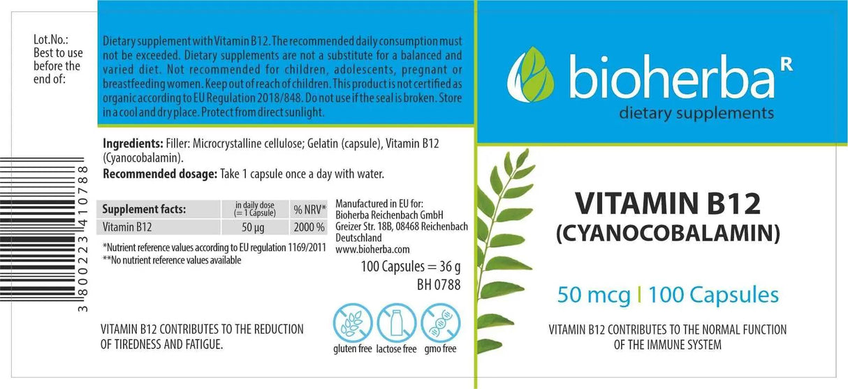 Vitamina B -12 500 mcg - 100 cápsulas