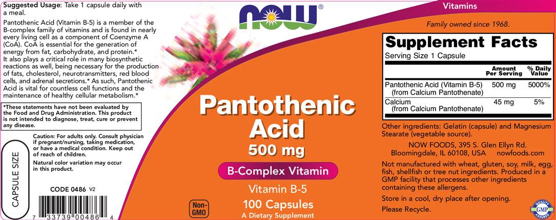 Vitamine B -5 / pantotheenzuur 500 mg - 100 capsules
