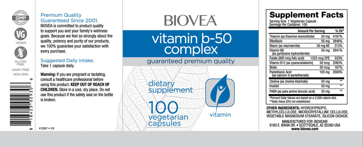 Vitamine B-50 complex 50 mg / 100 vallen