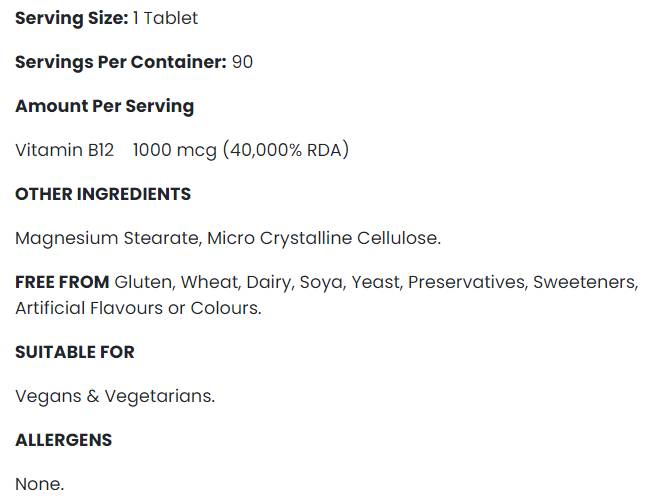 Vitamin B12 1000 mcg - 90 tabletů