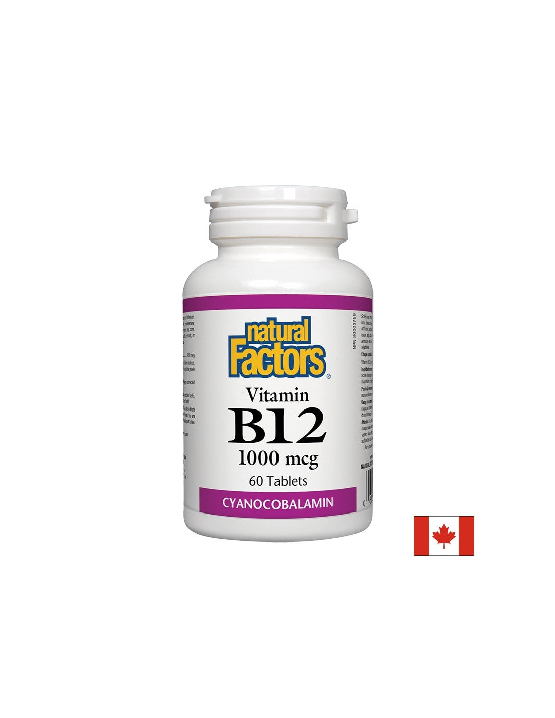 Cyanocobalamina de vitamina B12 1000 mcg - 60 tabletas