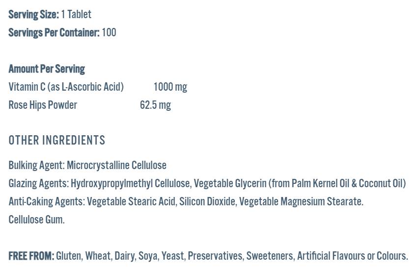 Vitamin-C 1000 mg | with Rose Hips - 100 Tablets