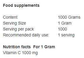 Antioxidant vitaminu C | 100% prášek vitamínu C - 500 gramů