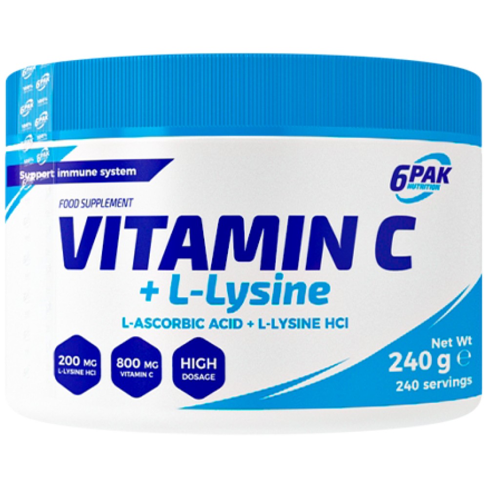 Vitamino C + L -llysino milteliai - 240 gramų
