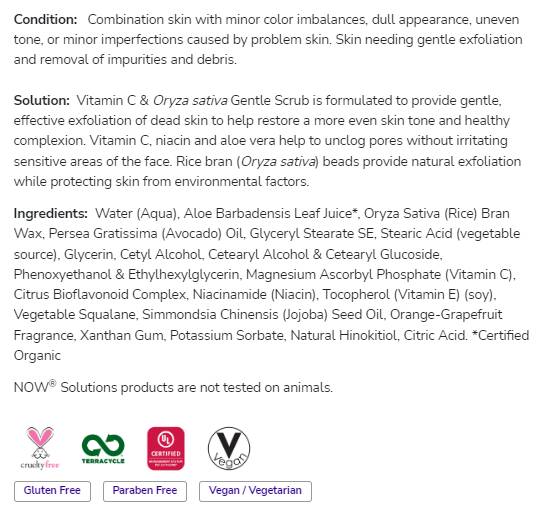 Vitamin C & Oryza Sativa sanft Scrub | Parageen Gratis - 118 ml