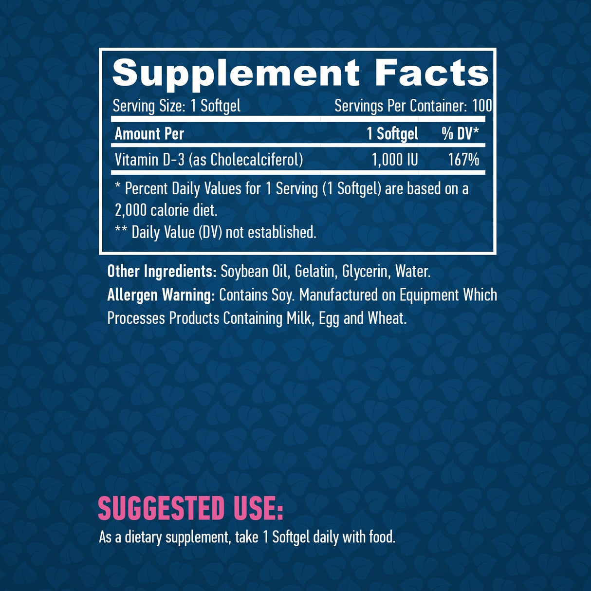 Vitamin D-3 / 1000 IU / 100 Softgels