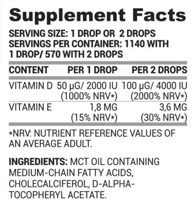 Vitaminas D + E sumažėja 30 ml