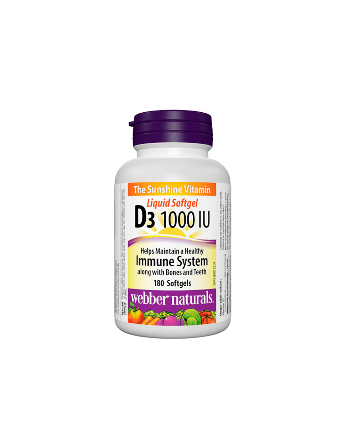 Vitamin D3 1000 IU - Vitamin D3, 180 softgel capsules