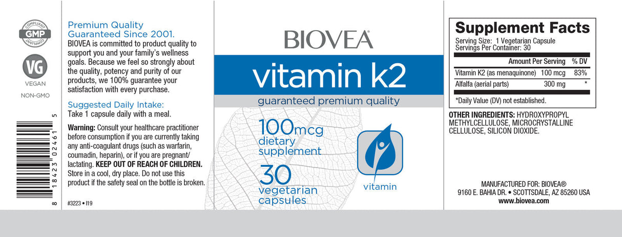 Vitaminas K2 100 mcg / 30 spąstų