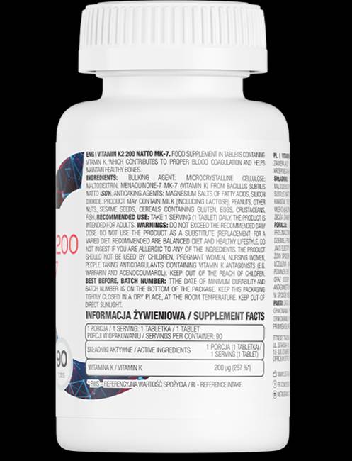 Vitamin K2 200 mcg / Natto MK-7 90 Tablets