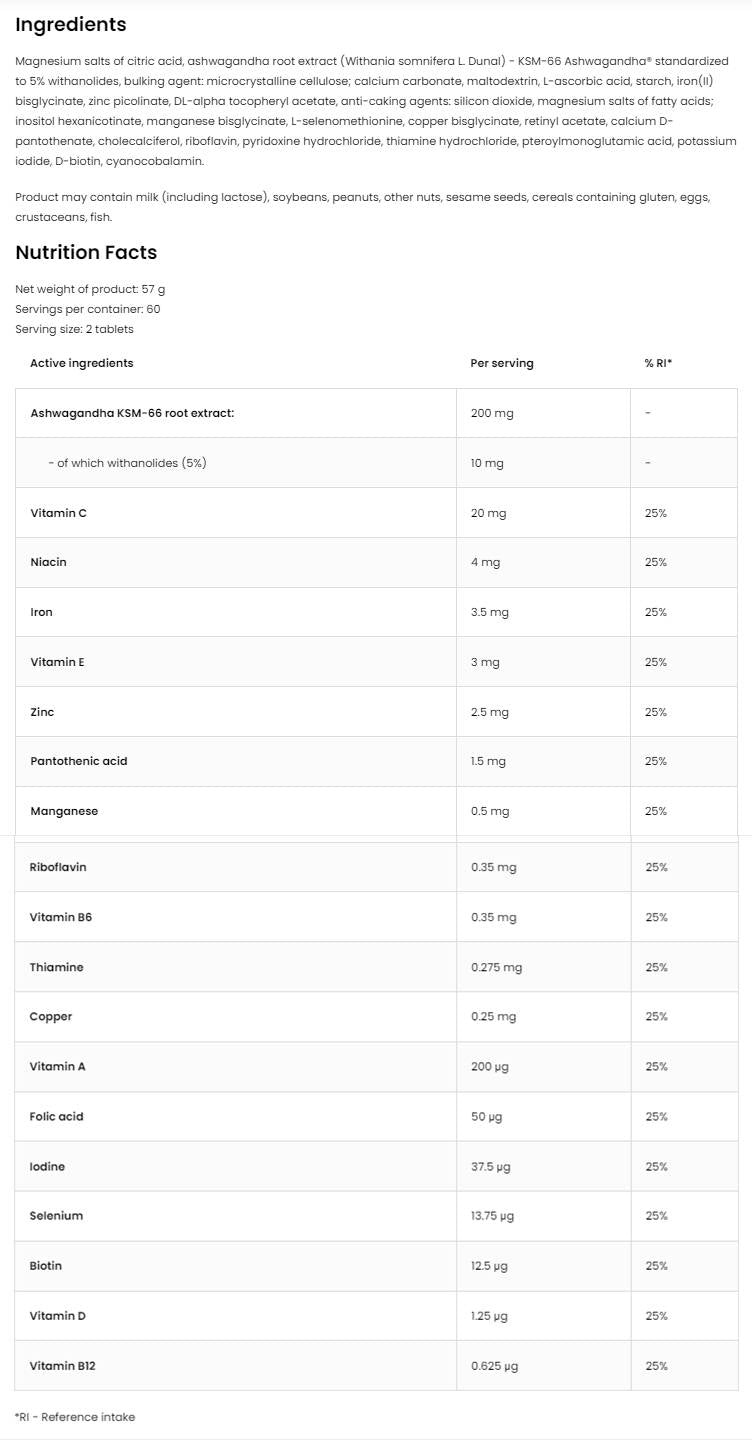 VitandMin + Ashwagandha | Multivitamin Formula + KSM-66® 120 Tablets