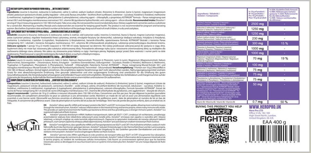 Prášek EAA | s elektrolyty a Astragin® - 400 gramů