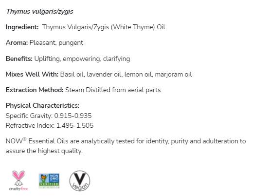 White Thyme Oil | 100% Thymus Vulgaris / Zygis - 30 ml