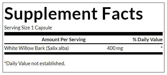 White Willow Bark 400 mg 90 cápsulas